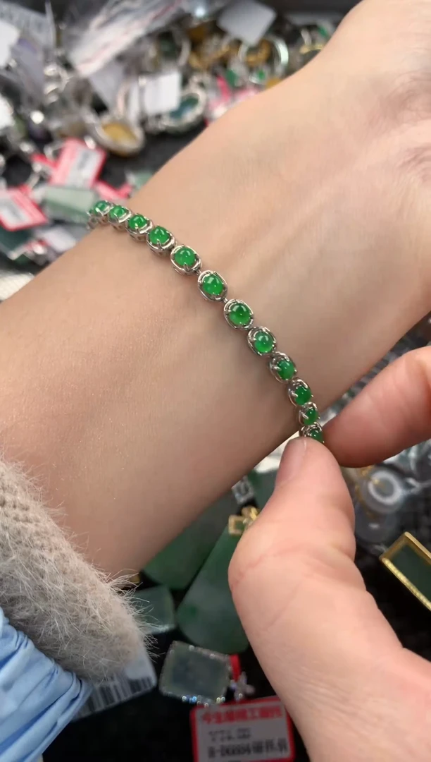 银S925镶嵌戒指翡翠444   10