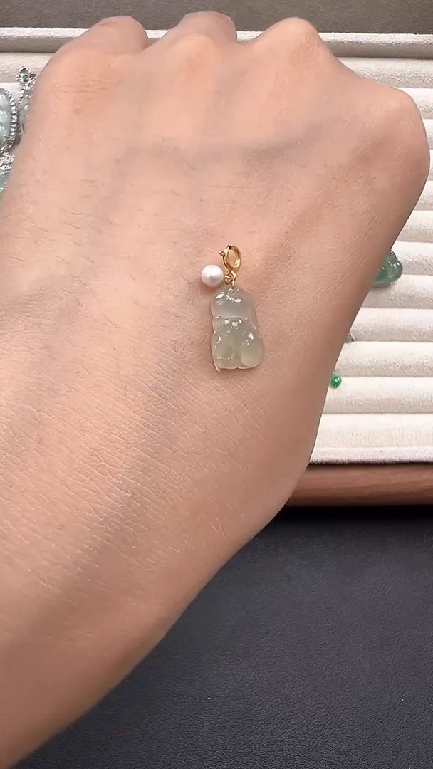 翡翠18K金镶嵌吊坠(不含链)缅甸珠宝严选馆LL