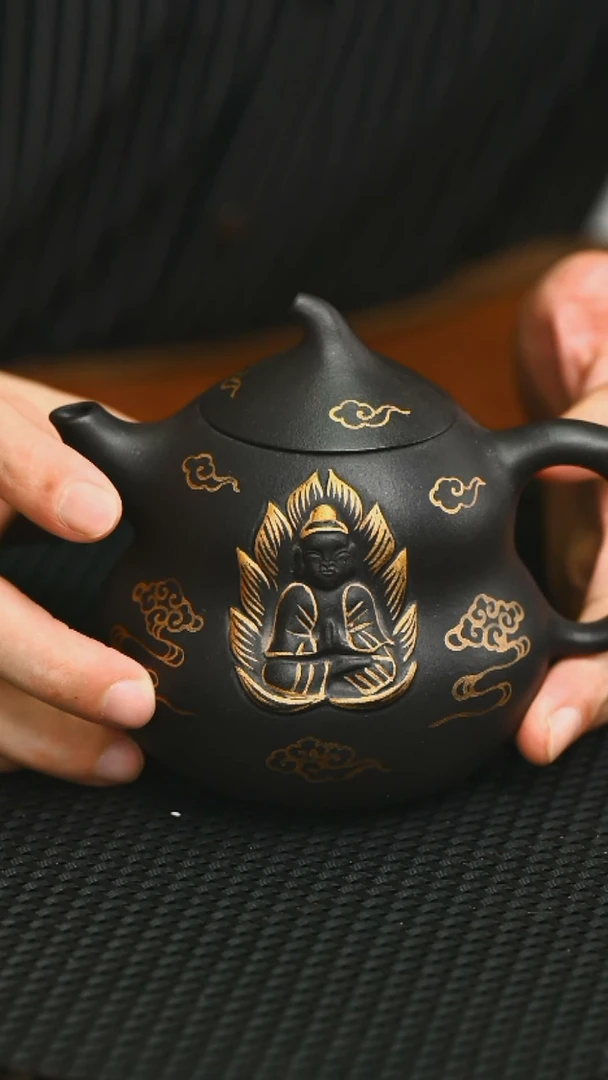 茶壶紫砂名家精工描金葫芦885