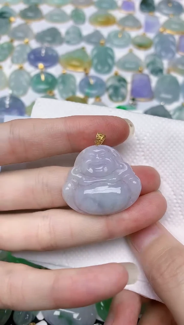 翡翠18K金镶嵌颈饰天然A货翡翠