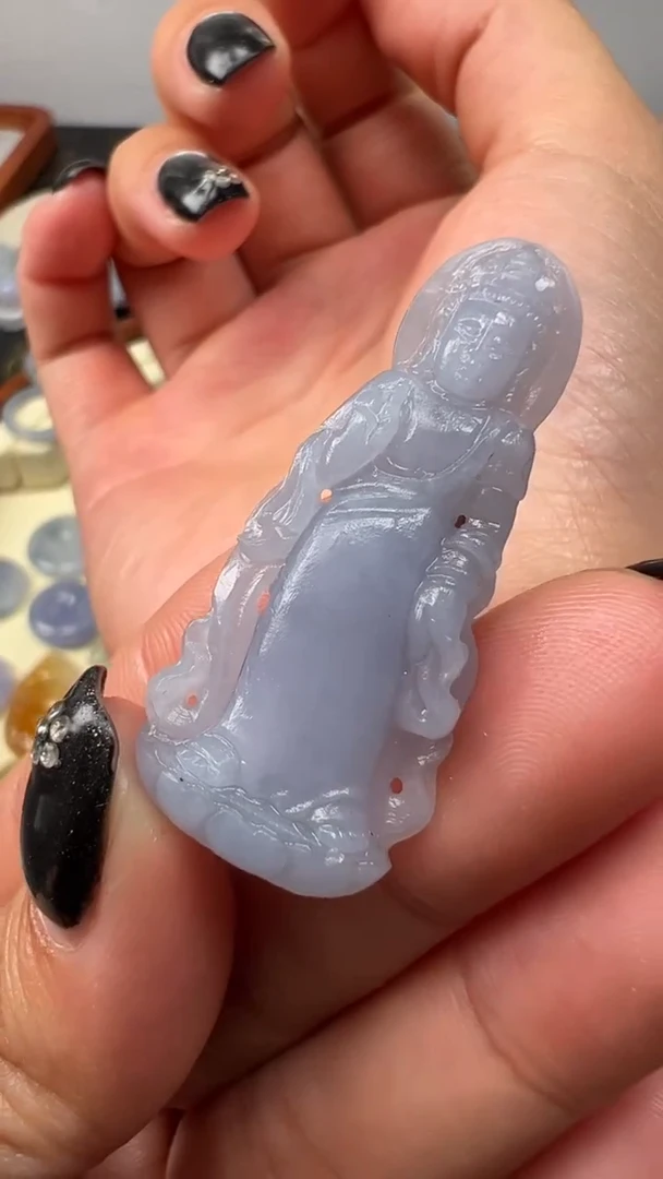 未镶嵌定制翡翠冰紫站观音