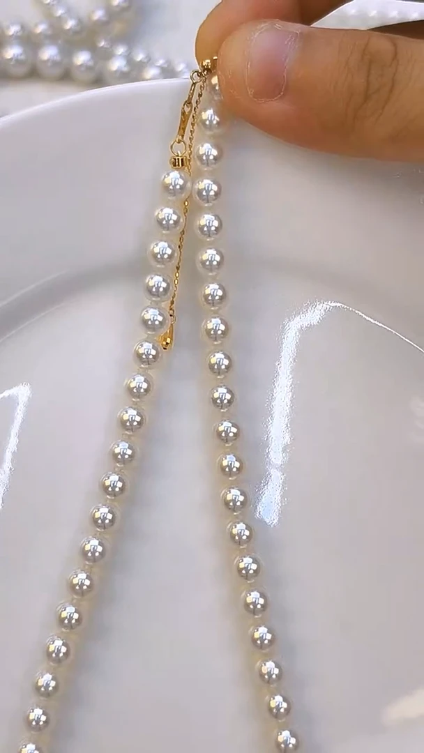 淡水珍珠18K金镶嵌项链6-7