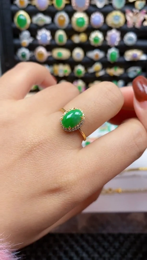 银S925镶嵌戒指翡翠58