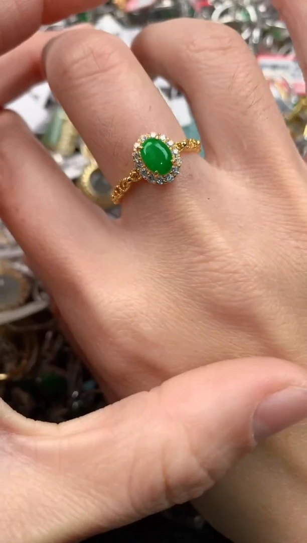 银S925镶嵌戒指翡翠2         1