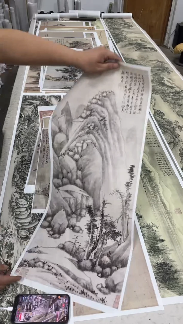 沈周 夜雨泊舟  微喷复刻