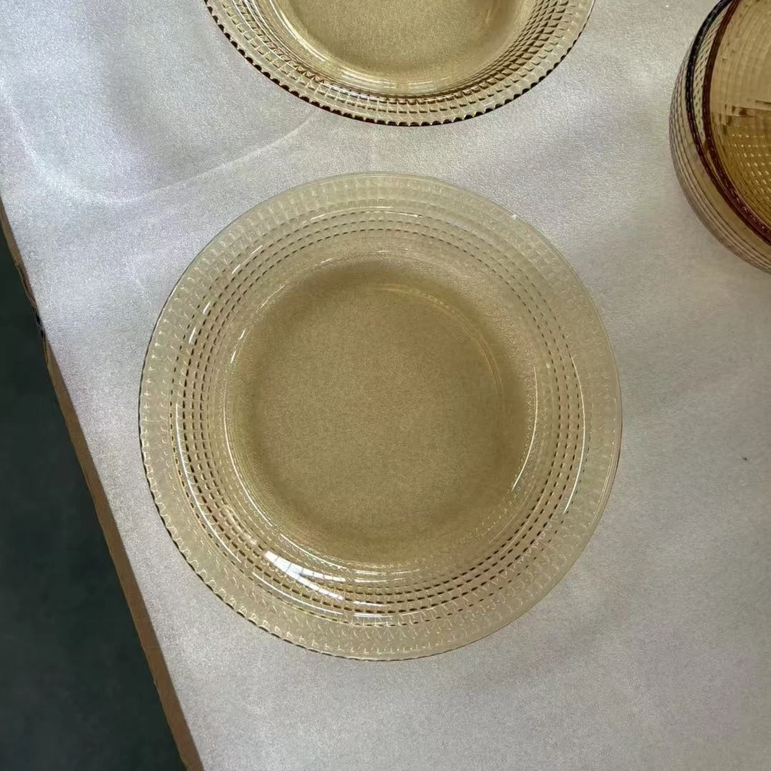 两只7.5英寸琥珀原色高硼硅玻璃星钻深盘耐高温微波炉烤箱专用