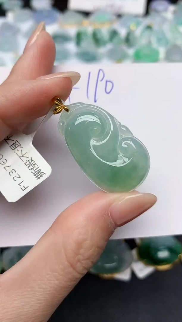 颈饰18K金镶嵌翡翠天然缅甸A货翡翠百元以上9元证书费自理