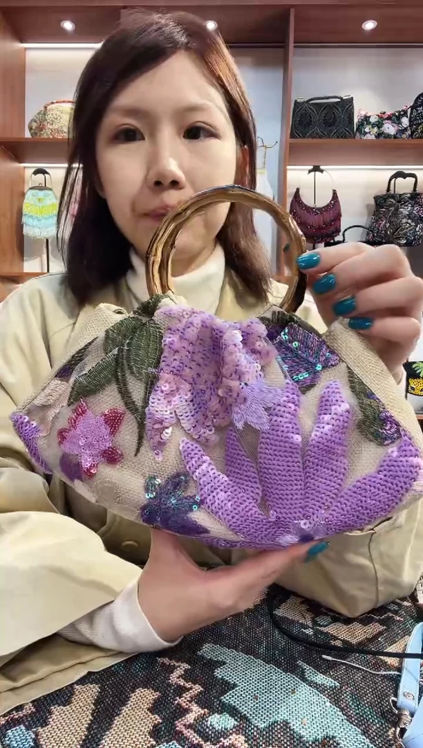 织物5号（多色可选）手工珠珠包包腋下斜跨包手拿包手提晚宴包