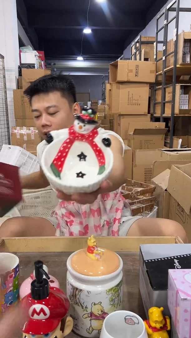 瓷片原盒雪人碗
