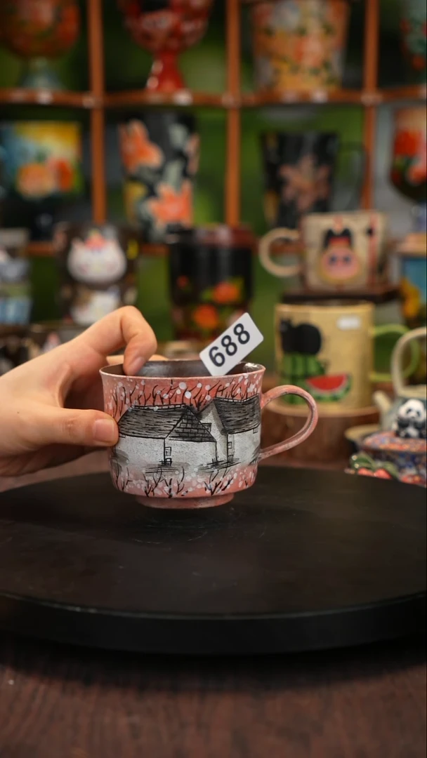 釉下手绘陶瓷紫砂杯