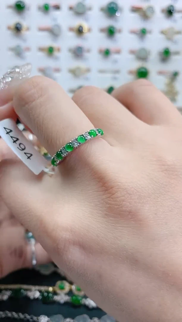 银S925镶嵌戒指翡翠天然翡翠