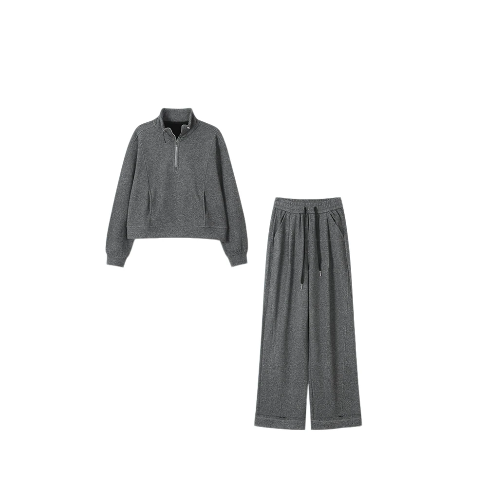 【封后轻奢设计】2024冬季新款简约慵懒风加绒休闲套装1044