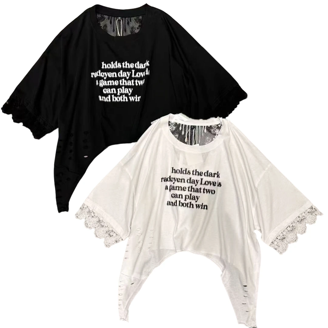 韩版宽松不等式英文字母短袖上衣