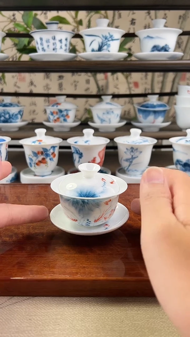 微瑕蓝莲80ml三才盖碗