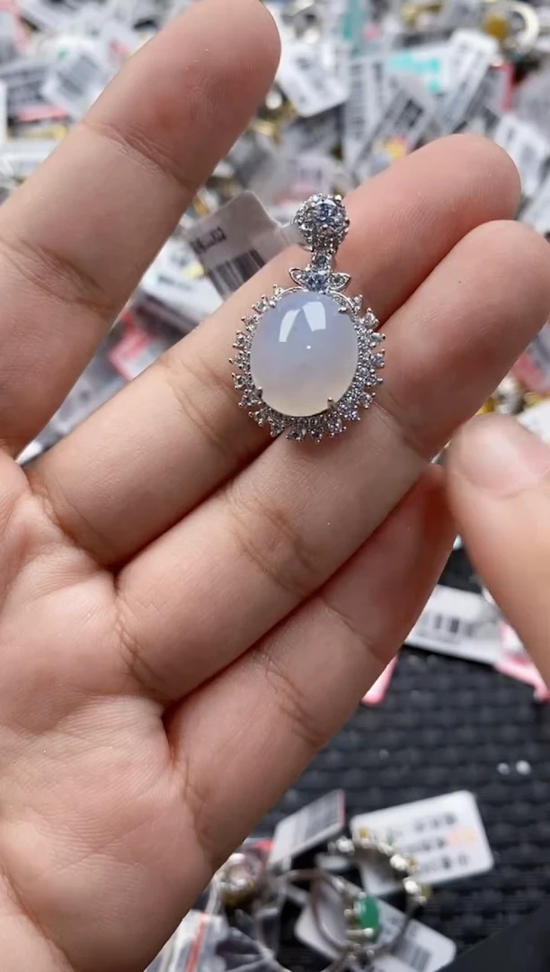 翡翠戒指银S925镶嵌555     1