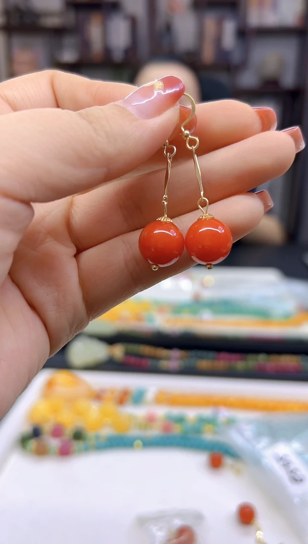 【闪购商品】翡翠耳饰14K金镶嵌耳坠E565