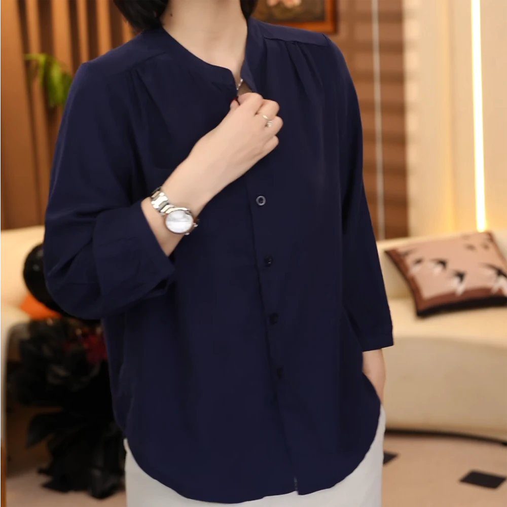 慵懒风简约气质长袖衬衫薄款宽松休闲百搭通勤显瘦防晒上衣女