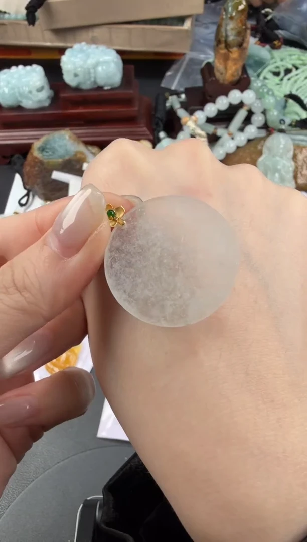 吊坠(不含链)18K金镶嵌翡翠翡翠饰品-184