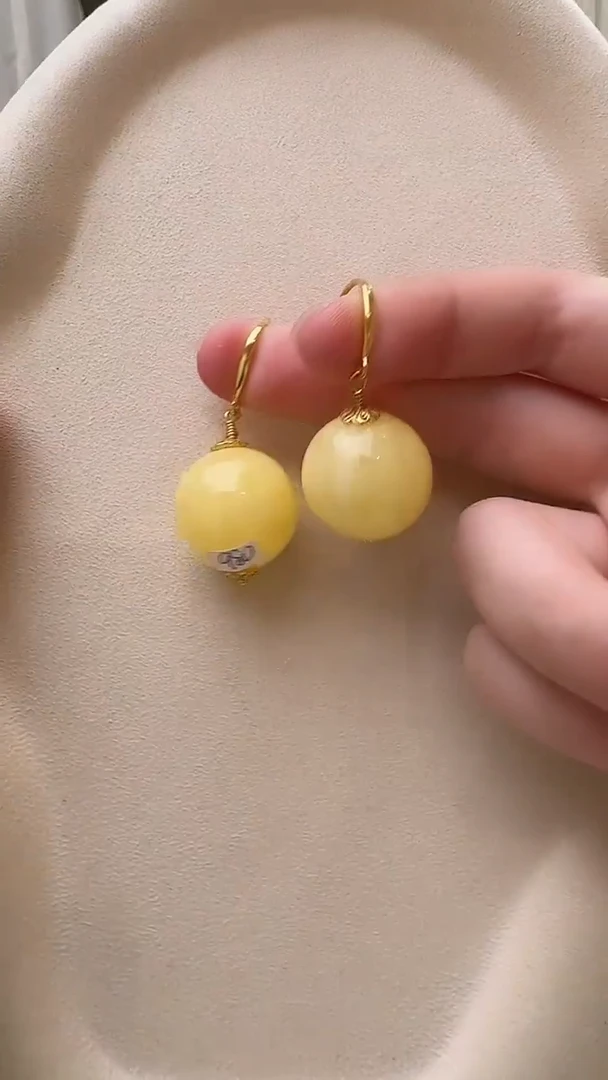 琥珀未镶嵌耳饰耳环