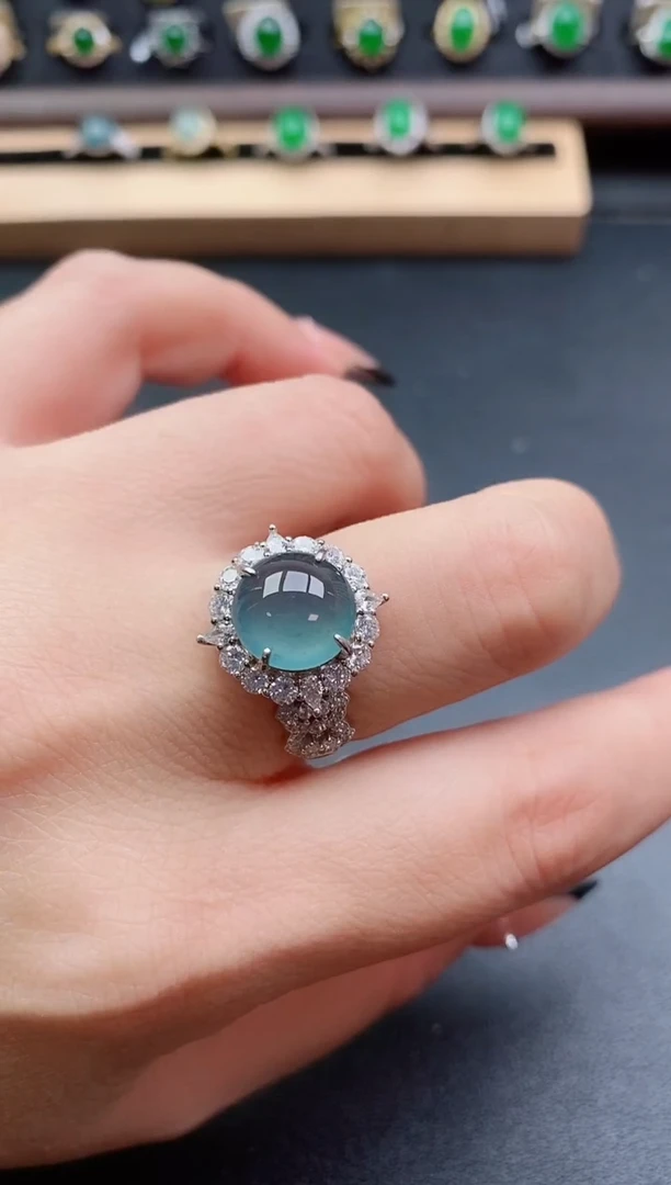 银S925镶嵌戒指翡翠1