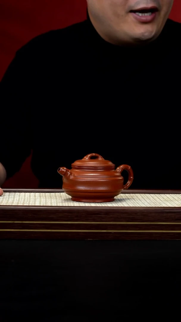 茶壶紫砂LZC红降坡双线竹鼓
