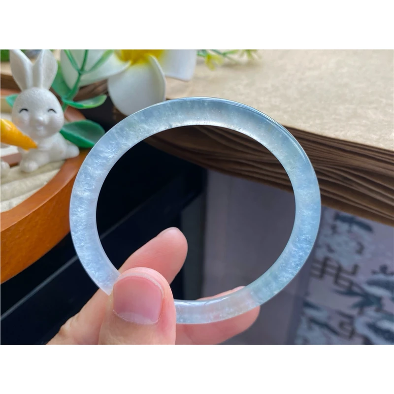 天然翡翠9.19批8290号53.9-5.7-6.4！高冰果冻圆条！天然翡翠手镯