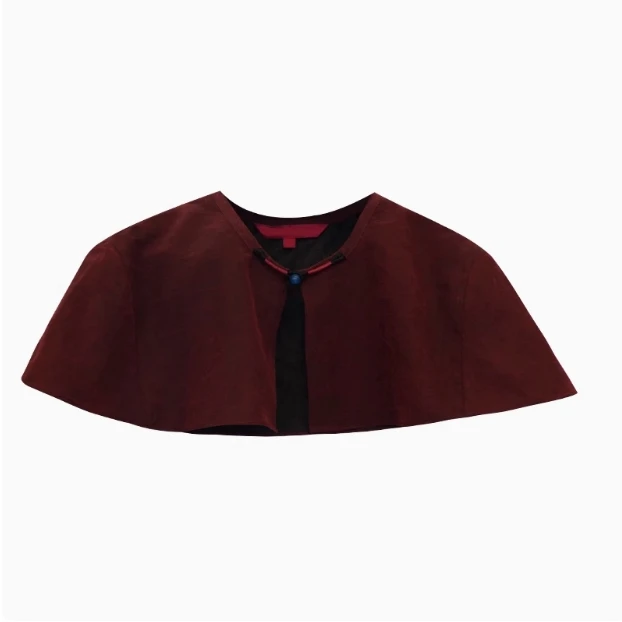 【娇娇美娇】娑尔香云纱小斗篷披肩绿01393-红01394