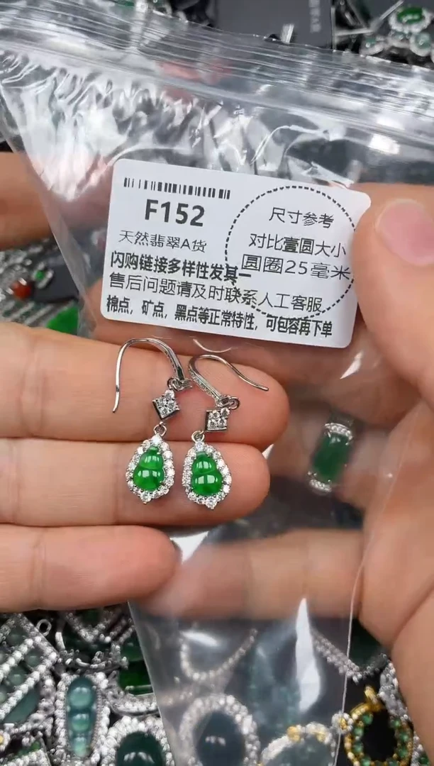 颈饰未镶嵌翡翠F152耳钩