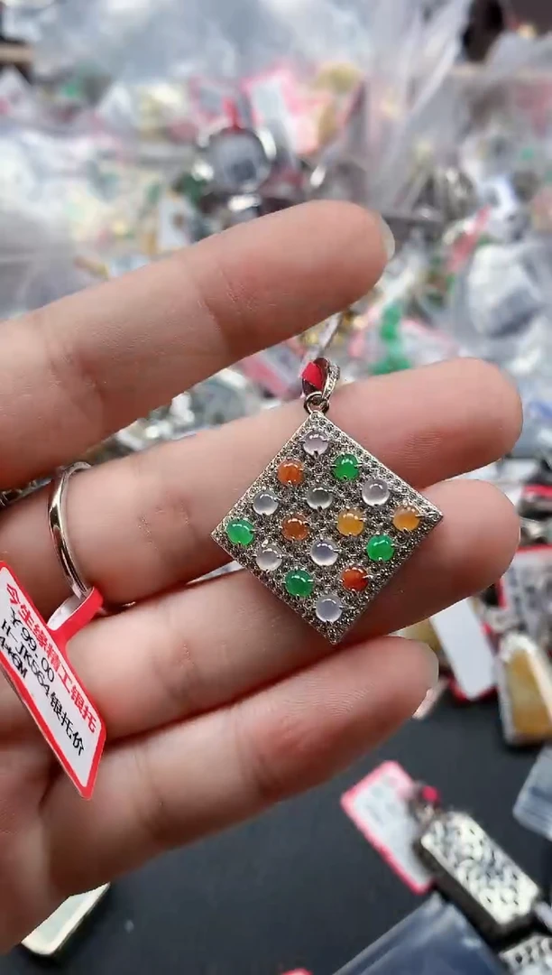 银S925镶嵌戒指翡翠天然A货缅甸翡翠