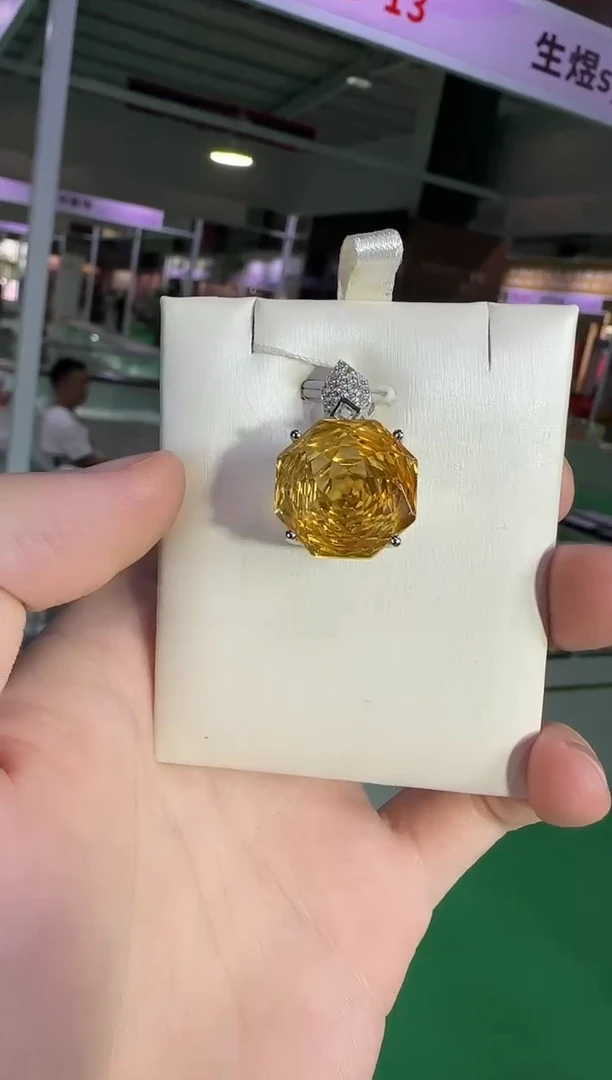 颈饰银S925镶嵌黄晶18mm玫瑰款高级款