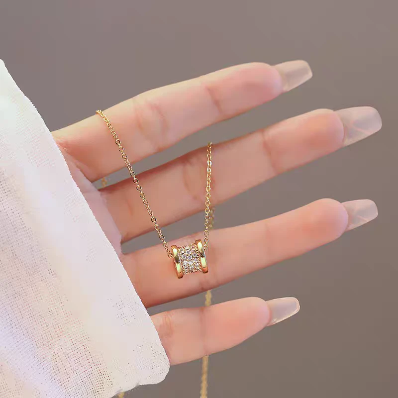 钛钢非金属锆石项链 201 小蛮腰钛钢项链女精致锆石韩版新款锁骨