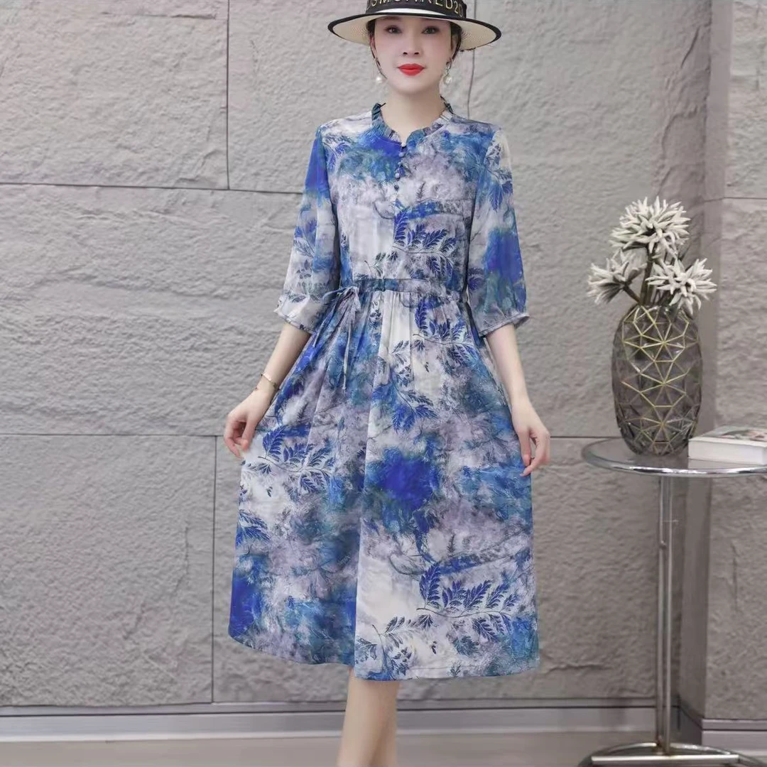 M1699女时尚连衣裙气质夏季休闲百搭中长款裙子