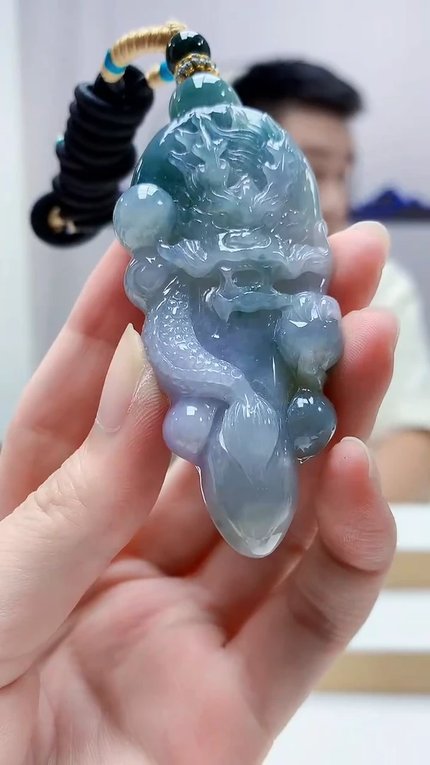 未镶嵌定制翡翠5028zm-毛货挂件龙柱86