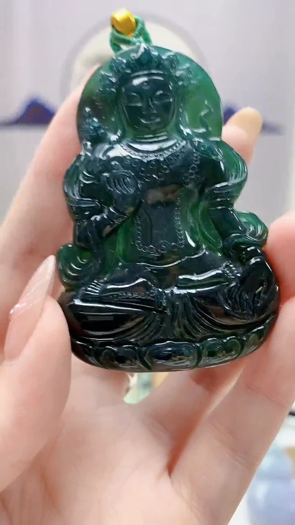 未镶嵌定制翡翠4852DD-毛货挂件65