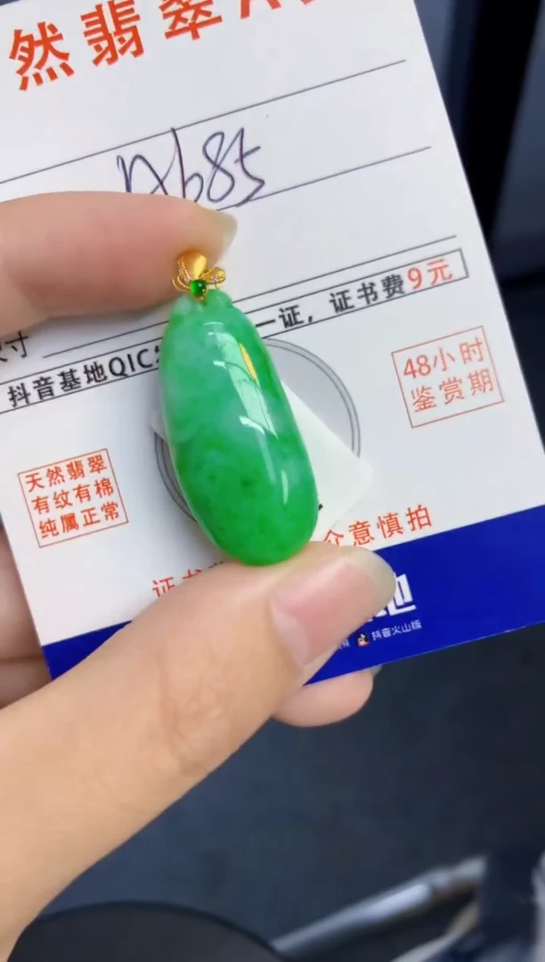 颈饰18K金镶嵌翡翠天然缅甸A货翡翠百元以上9元证书费自理