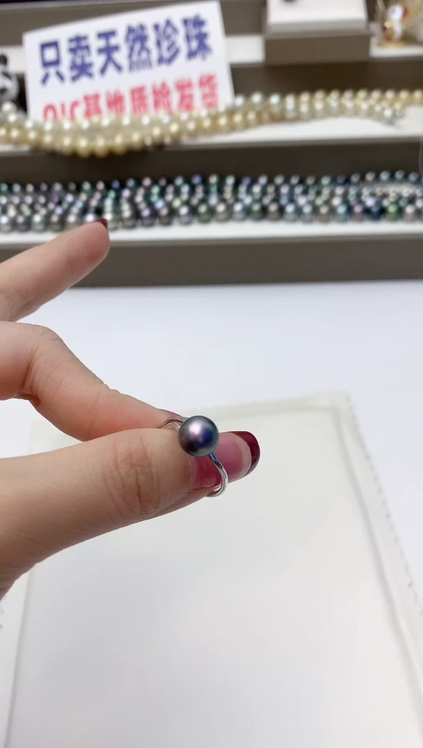 银S925镶嵌戒指海水珍珠A27