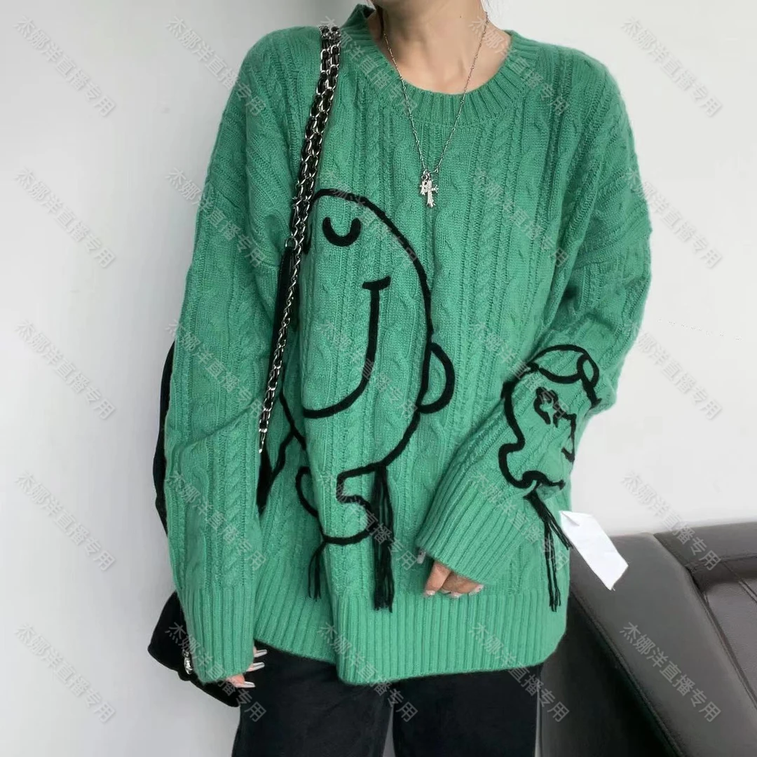 【彩蛋福利全凭手速】221298-100山羊绒手工卡通提花套头衫