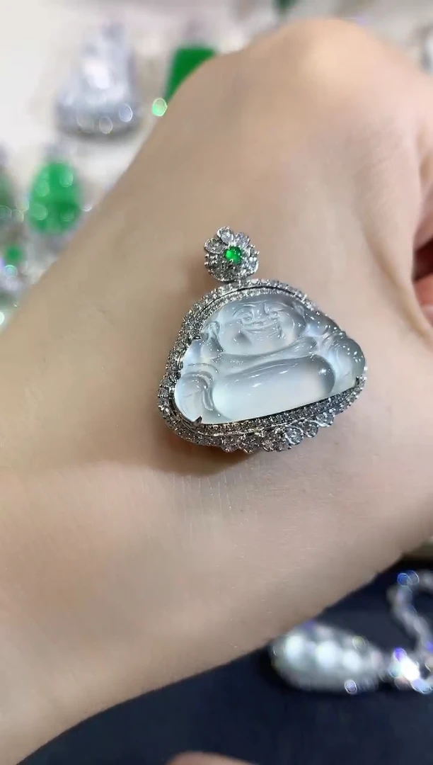 吊坠(不含链)18K金镶嵌翡翠C26翡翠