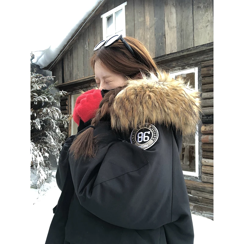 【秋秋清仓】冬季美式设计感工装派克连帽棉服244V3503