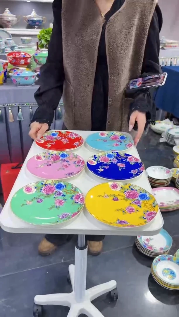 珐琅七英寸骨碟6个景德镇陶瓷