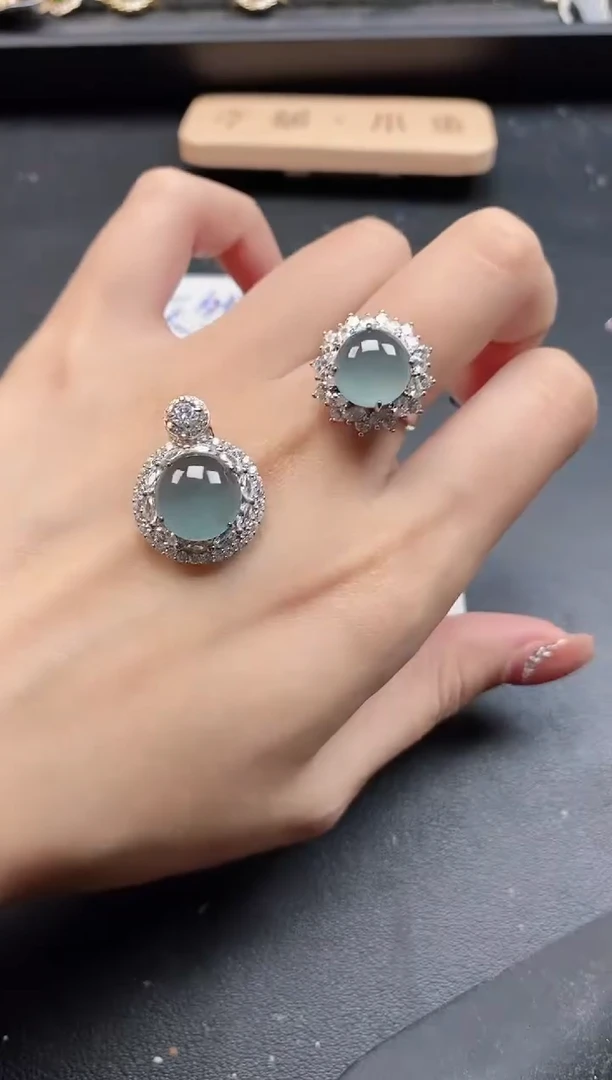 银S925镶嵌戒指翡翠51151