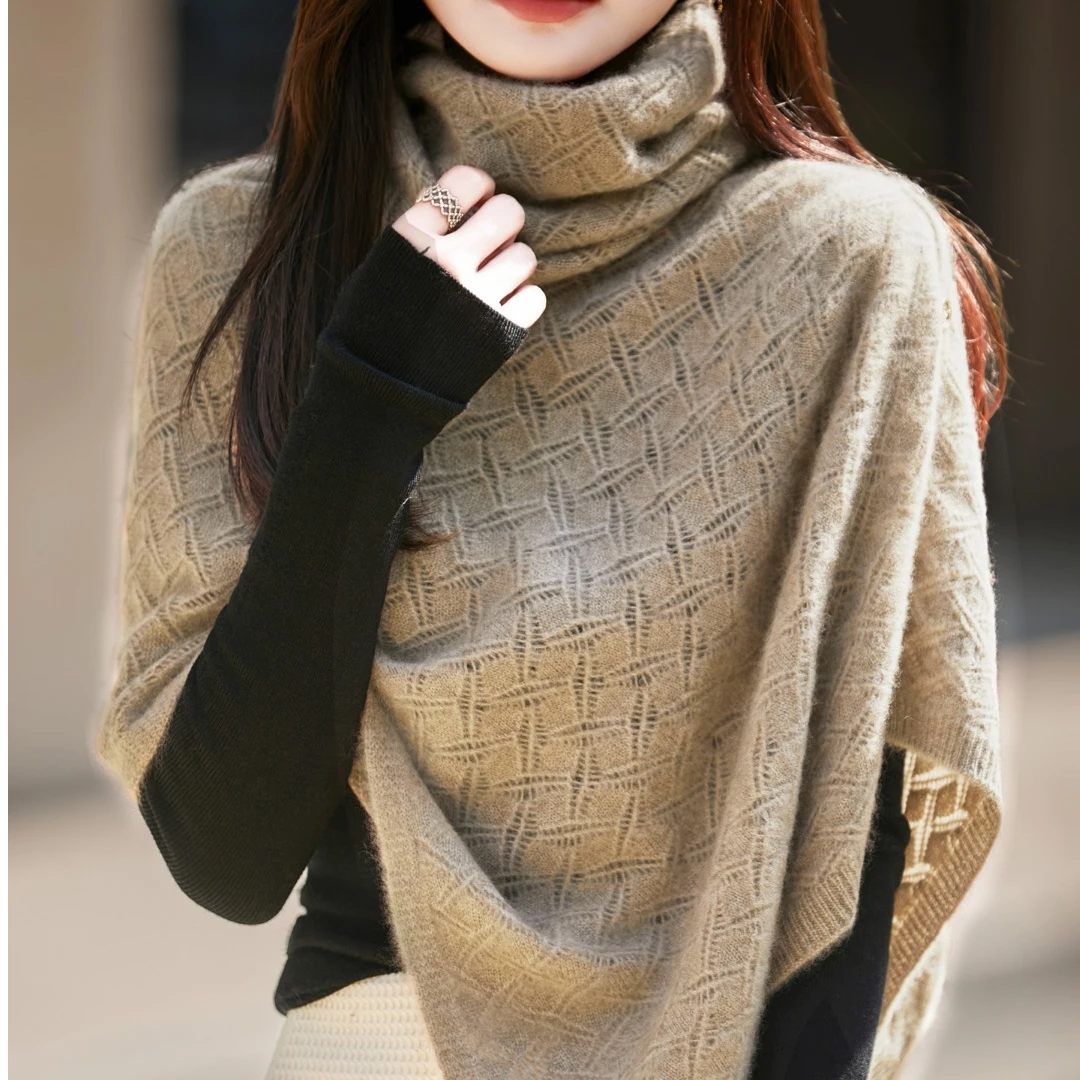 秋季新款纯羊毛披肩通勤洋气百搭D510