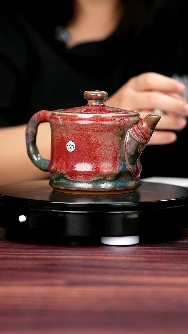 壶121#李朝斐一级品原矿钧瓷竹节壶