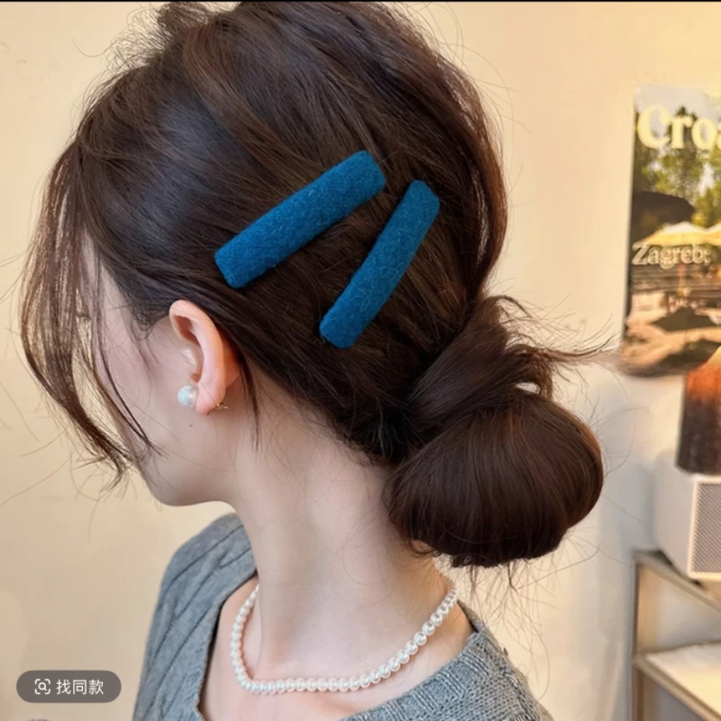 一对装~复古蓝色碎发夹女边夹侧边刘海夹子头饰2025新款前额bb夹