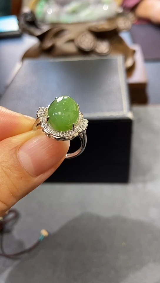 【闪购商品】和田玉（糖玉）戒指银S925镶嵌戒指