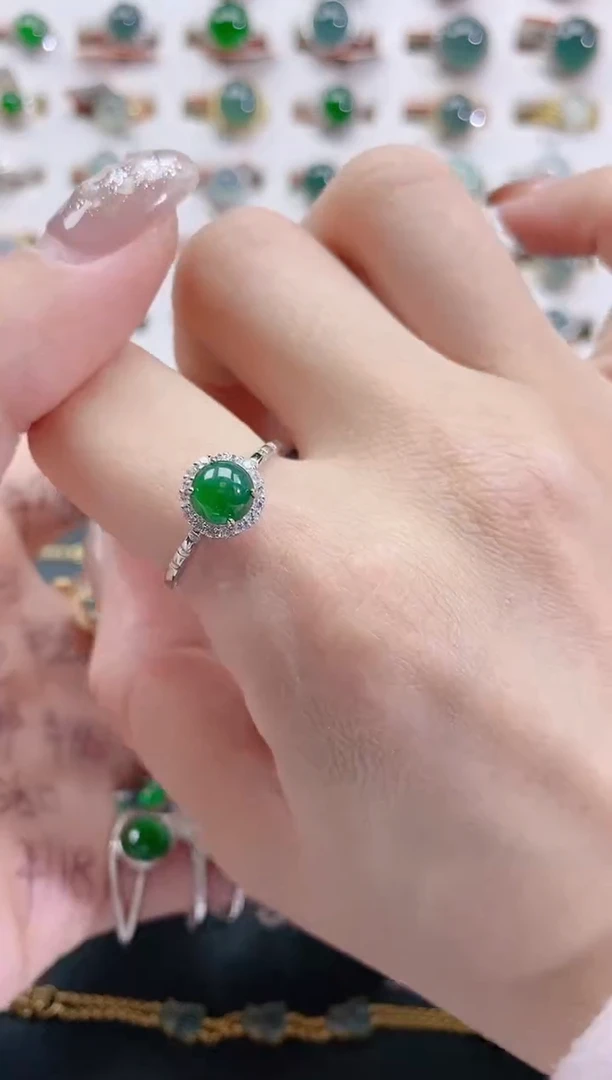 银S925镶嵌戒指翡翠天然翡翠