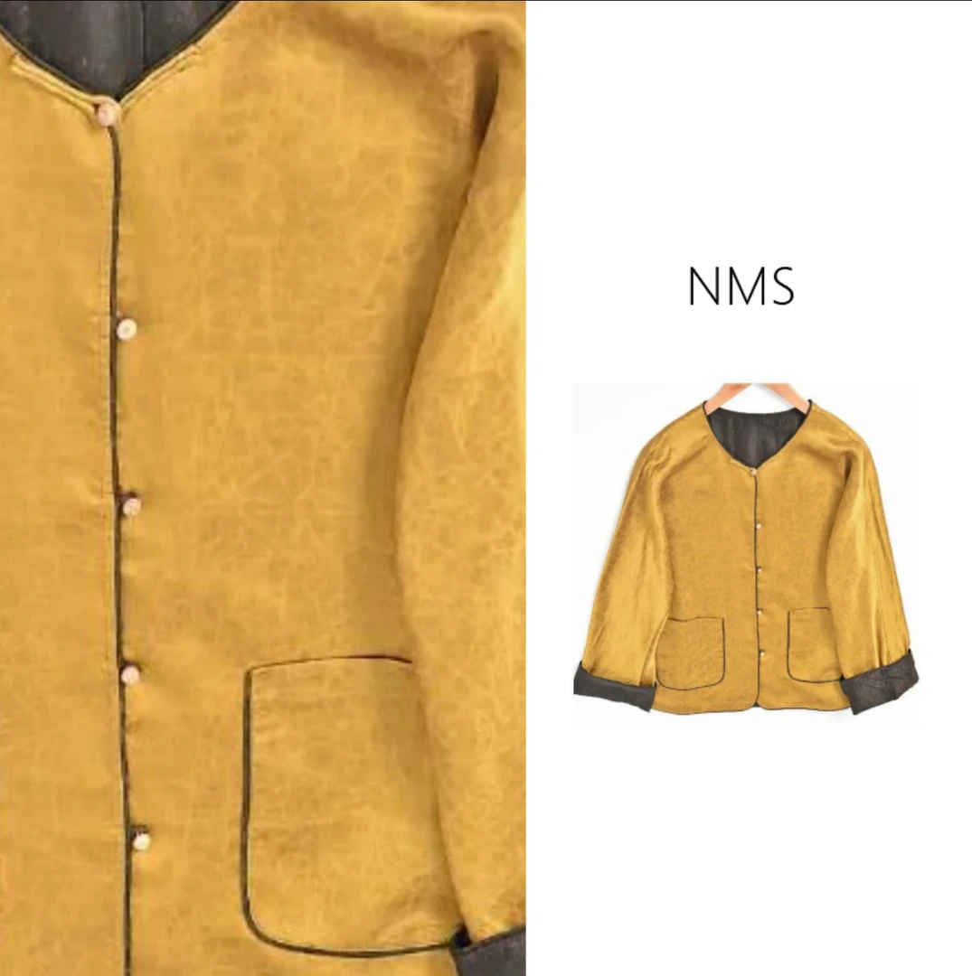 【NMS 诗绣香云纱】金色圆领外套