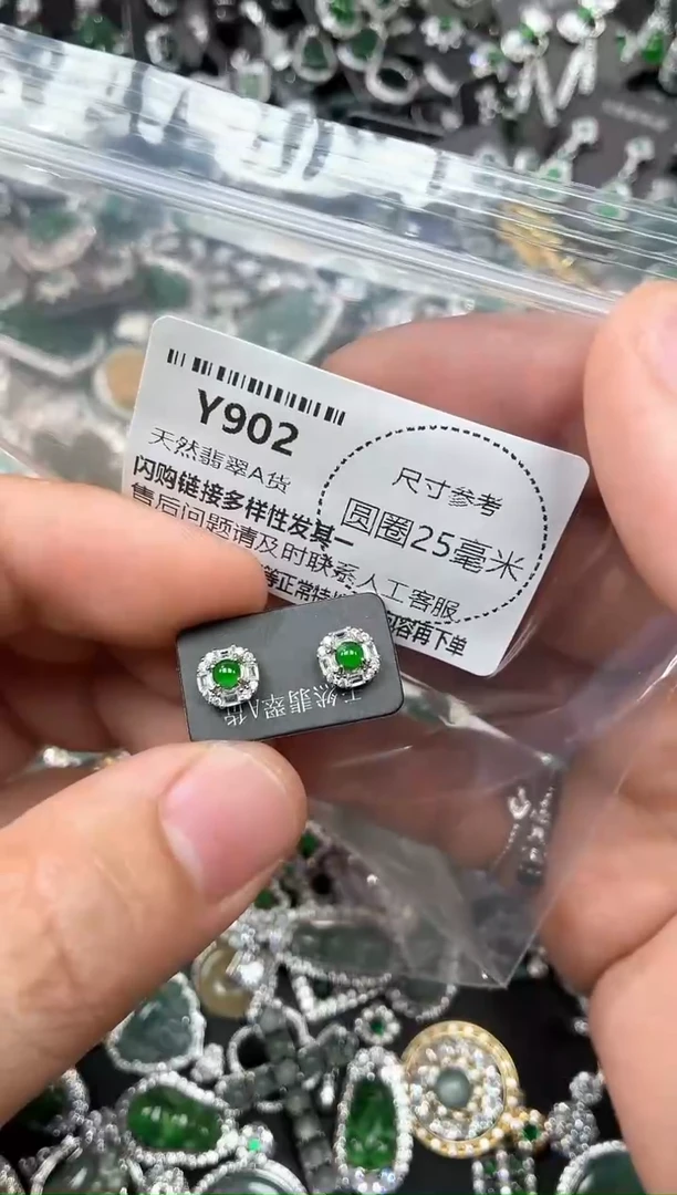 翡翠未镶嵌颈饰Y902耳钉