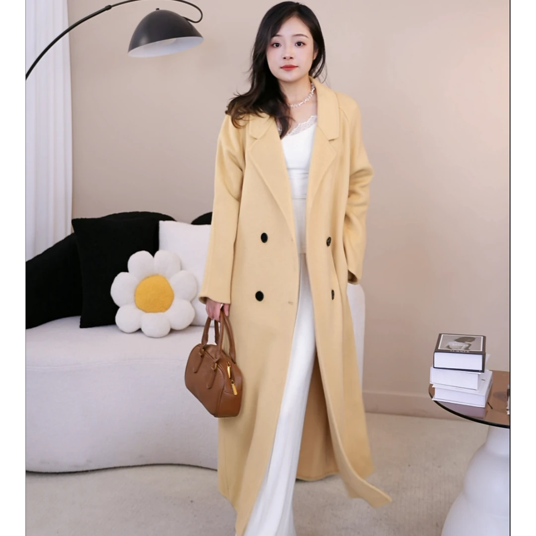 双面羊毛大衣女装外套2025秋季新款长款加厚双面呢韩版大衣气质