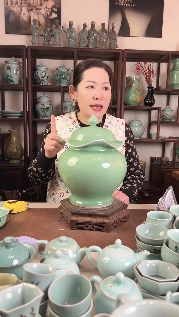 纯手工 梅青 盖罐L